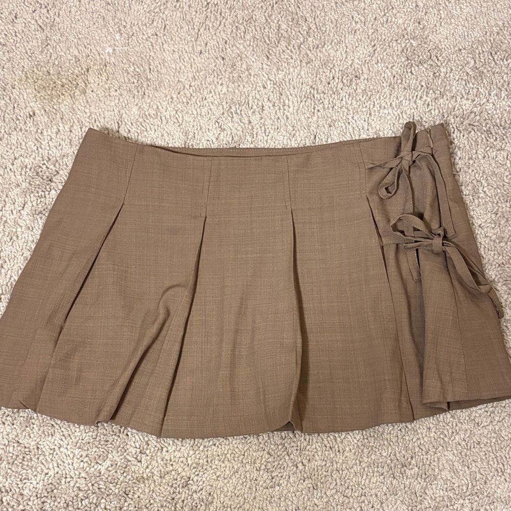 Sincerely Jules Brown Mini Skirt with Bow Detail